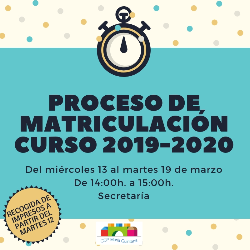 Proceso matriculación 2018-2019